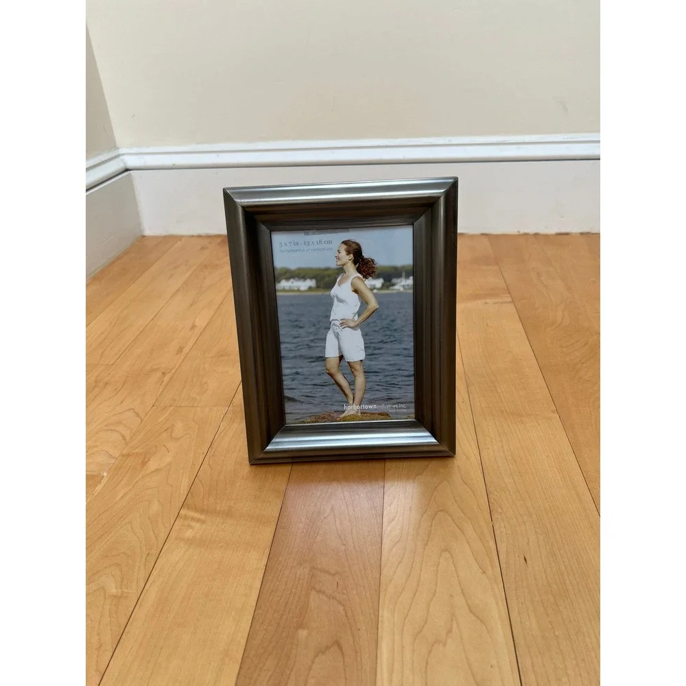 Harbortown Industries Picture Frame 5x7 Pewter Metallic Beveled Tabletop